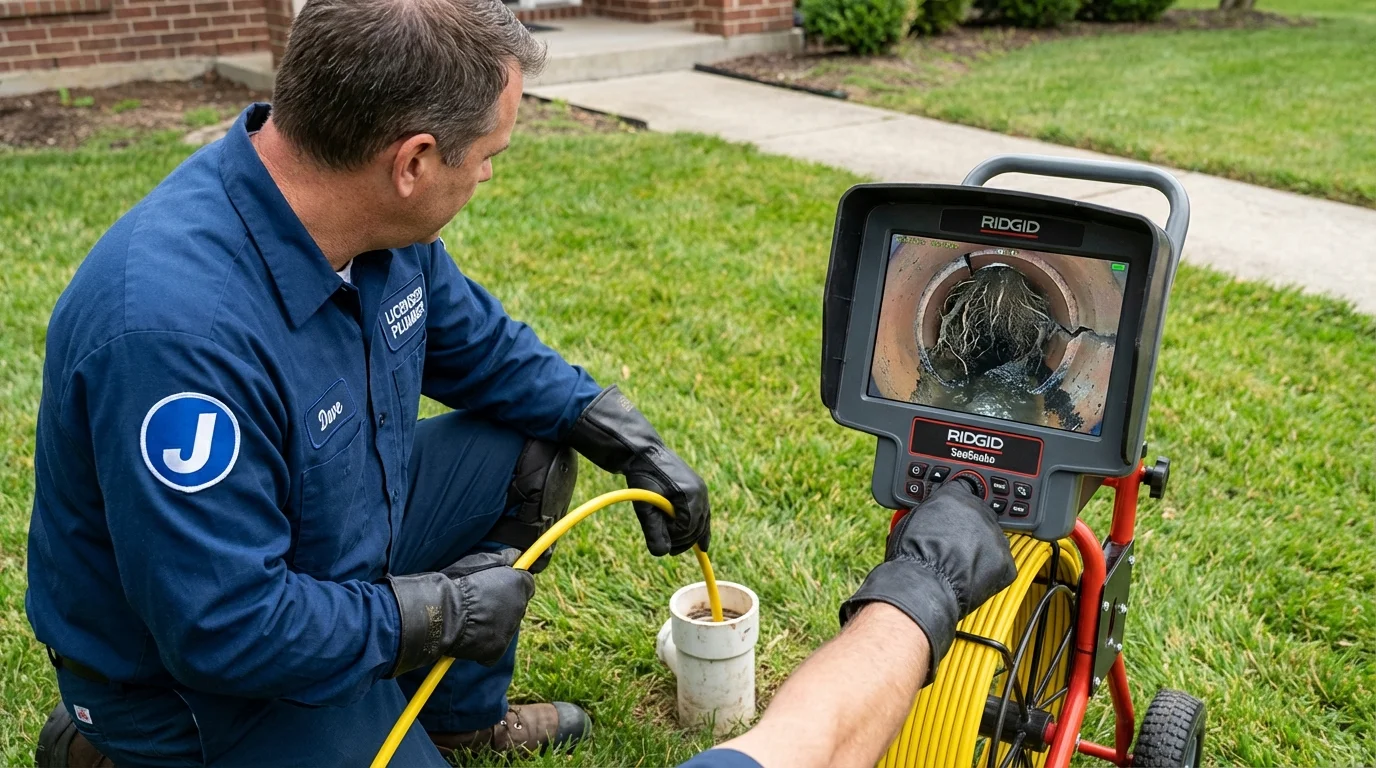 Sewer camera inspection being performed by Johns Plumbing LLC in Beloit
