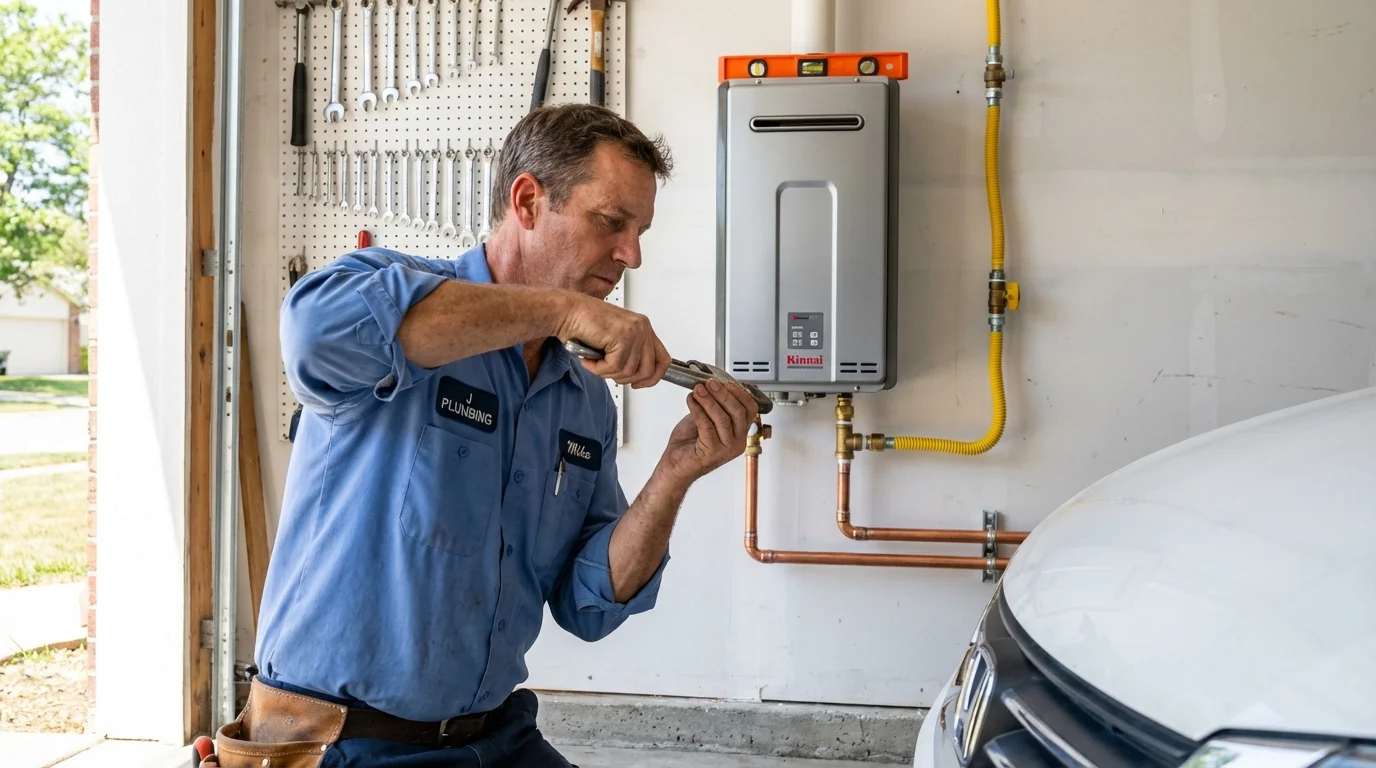 Tankless water heater installation by a Johns Plumbing LLC plumber in Beloit